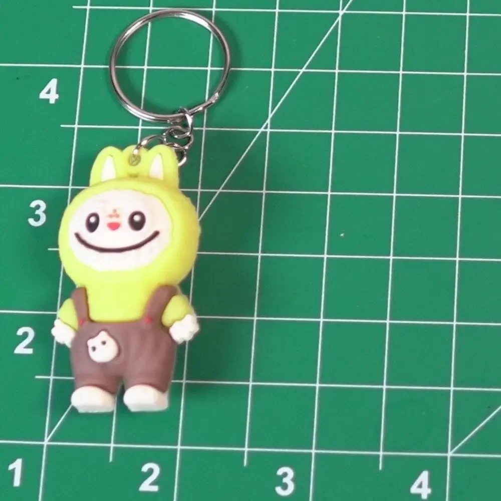 Labubu Silicone Keychain Yellow Bunny Monster Figure Kawaii Bag Charm
